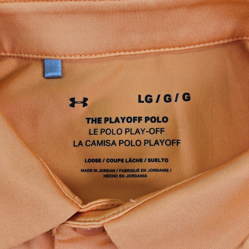 Under Armour Polo Shirt Mens Large Orange White Playoff Polo Golf Loose Fit - Picture 5 of 8